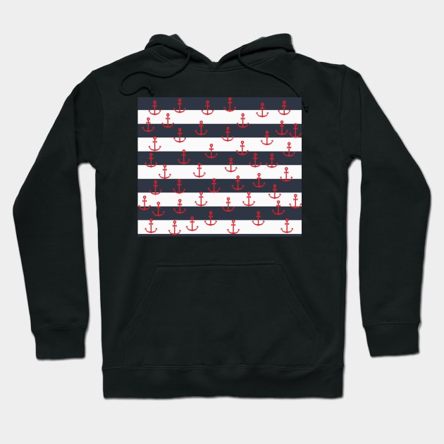 Anchors, Nautical Hoodie by 47Merch